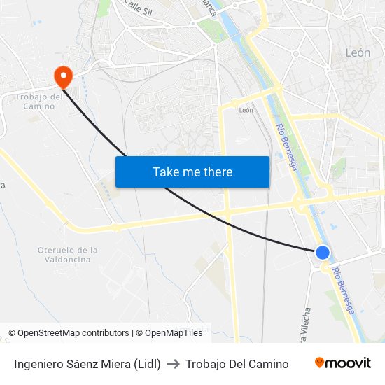 Ingeniero Sáenz Miera (Lidl) to Trobajo Del Camino map