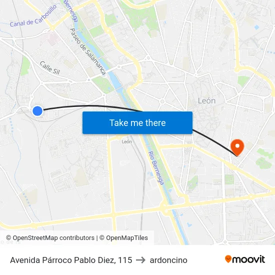 Avenida Párroco Pablo Diez, 115 to ardoncino map