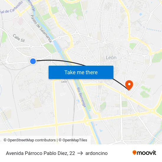 Avenida Párroco Pablo Diez, 22 to ardoncino map