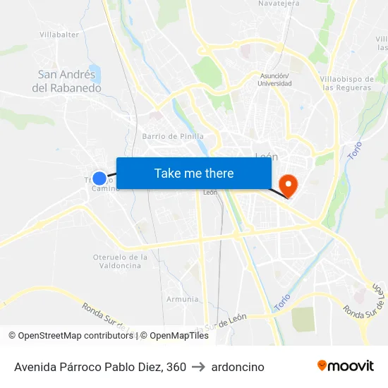 Avenida Párroco Pablo Diez, 360 to ardoncino map