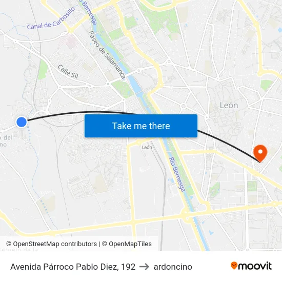 Avenida Párroco Pablo Diez, 192 to ardoncino map