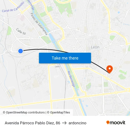 Avenida Párroco Pablo Diez, 86 to ardoncino map