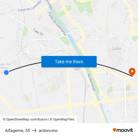 Alfageme, 55 to ardoncino map