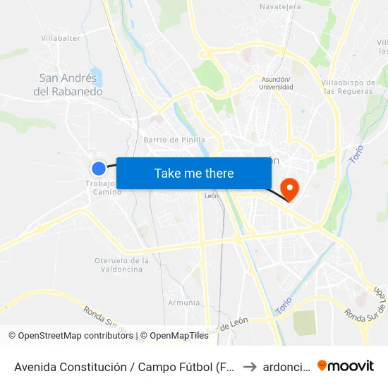 Avenida Constitución / Campo Fútbol (Frente) to ardoncino map