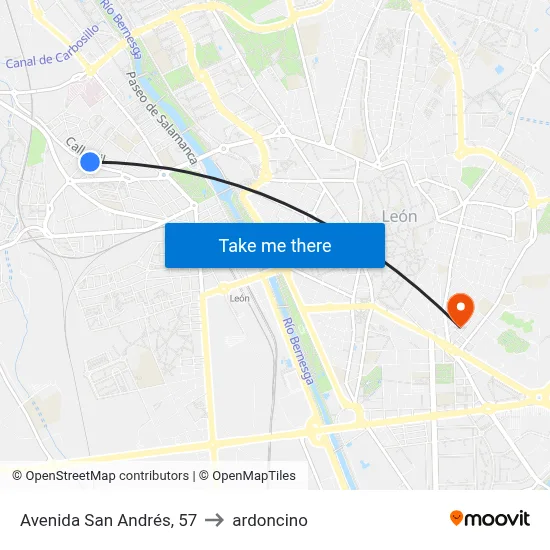 Avenida San Andrés, 57 to ardoncino map