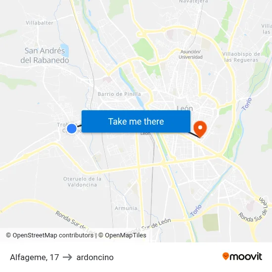 Alfageme, 17 to ardoncino map