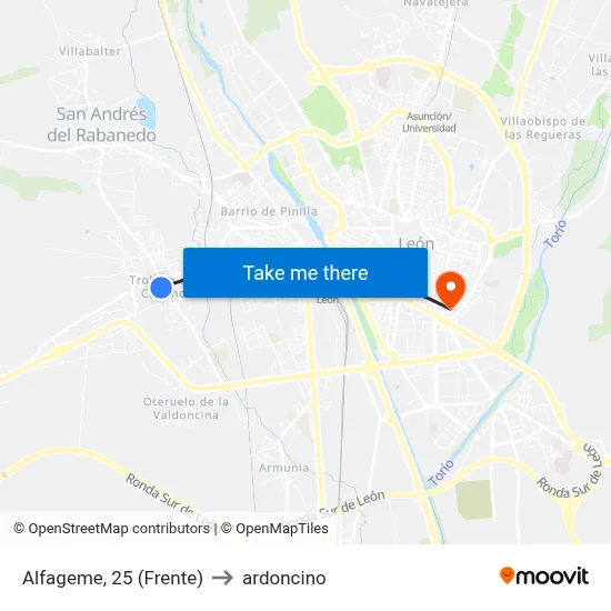 Alfageme, 25 (Frente) to ardoncino map