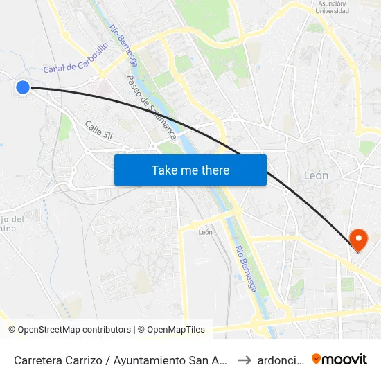 Carretera Carrizo / Ayuntamiento San Andrés to ardoncino map