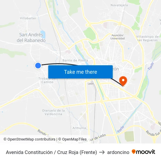 Avenida Constitución / Cruz Roja (Frente) to ardoncino map