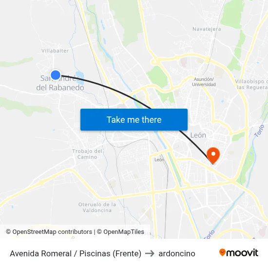 Avenida Romeral / Piscinas (Frente) to ardoncino map
