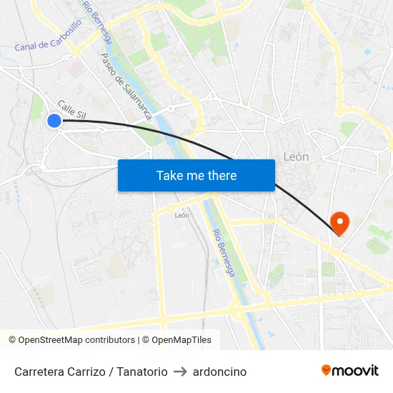 Carretera Carrizo / Tanatorio to ardoncino map