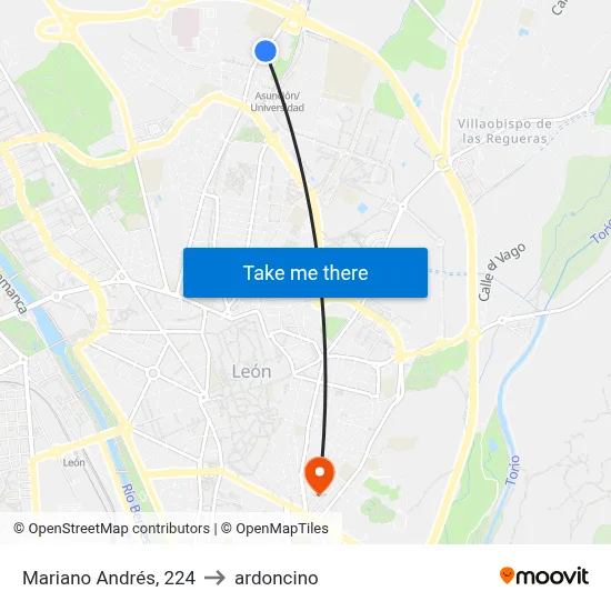 Mariano Andrés, 224 to ardoncino map