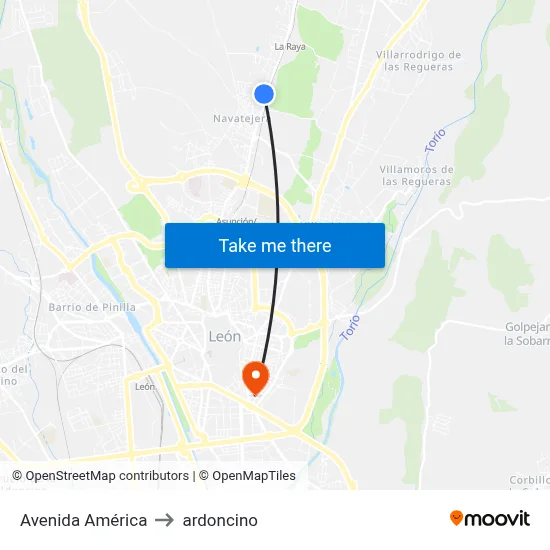 Avenida América to ardoncino map