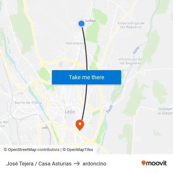José Tejera / Casa Asturias to ardoncino map
