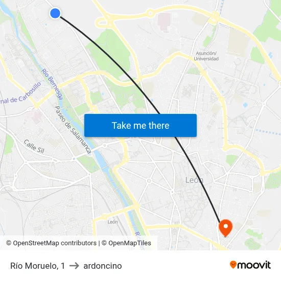 Río Moruelo, 1 to ardoncino map