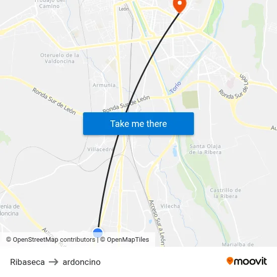 Ribaseca to ardoncino map