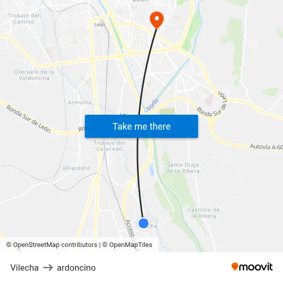 Vilecha to ardoncino map