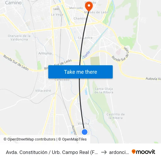 Avda. Constitución / Urb. Campo Real (Frente) to ardoncino map