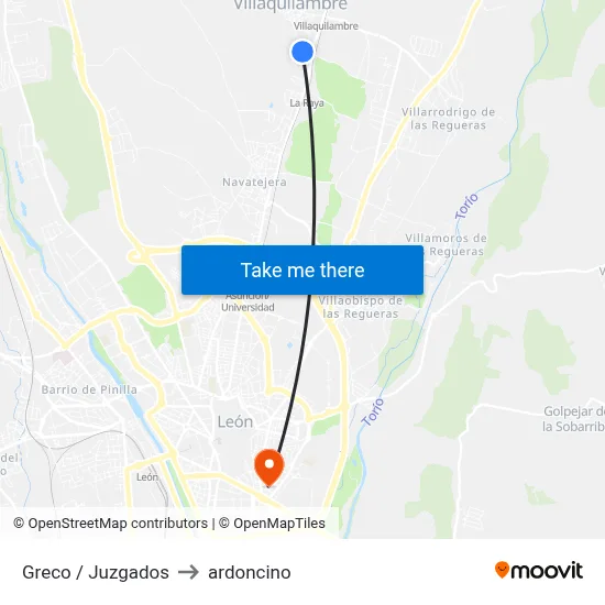 Greco / Juzgados to ardoncino map