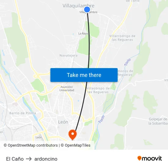 El Caño to ardoncino map