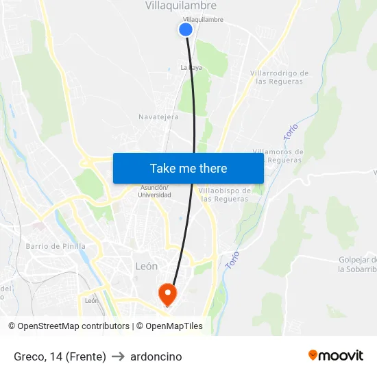 Greco, 14 (Frente) to ardoncino map