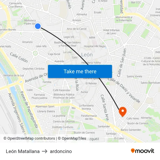 León Matallana to ardoncino map