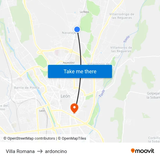 Villa Romana to ardoncino map