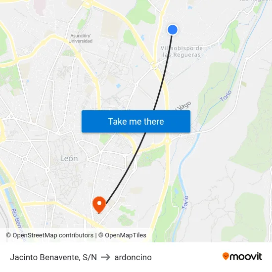 Jacinto Benavente, S/N to ardoncino map