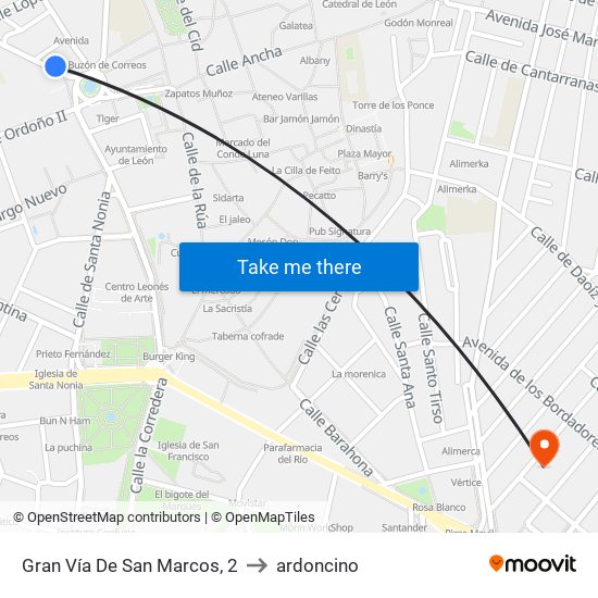 Gran Vía De San Marcos, 2 to ardoncino map