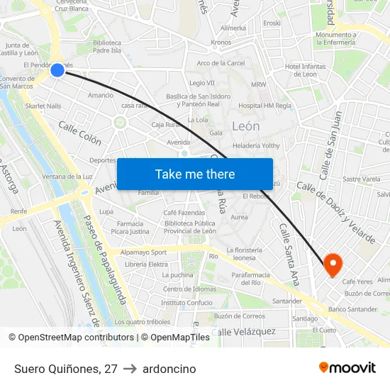 Suero Quiñones, 27 to ardoncino map
