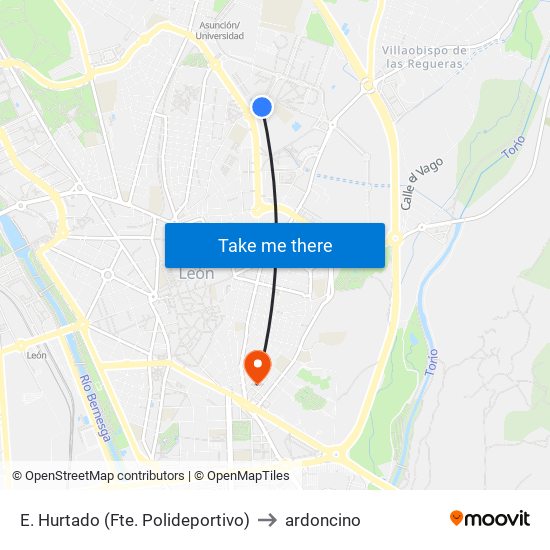 E. Hurtado (Fte. Polideportivo) to ardoncino map