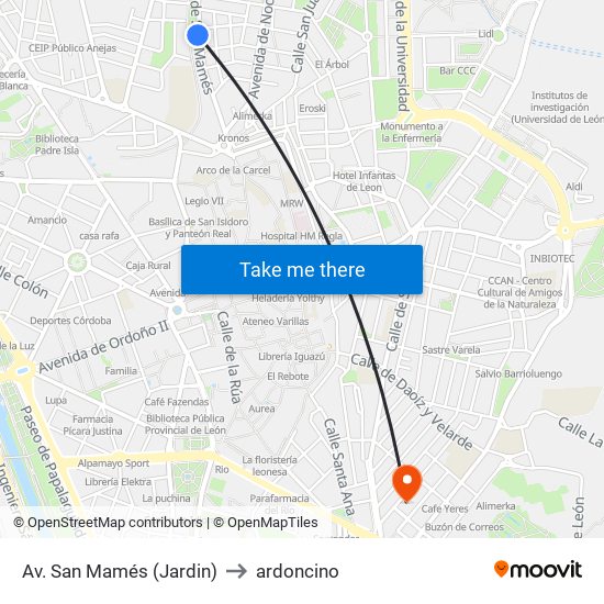 Av. San Mamés (Jardin) to ardoncino map