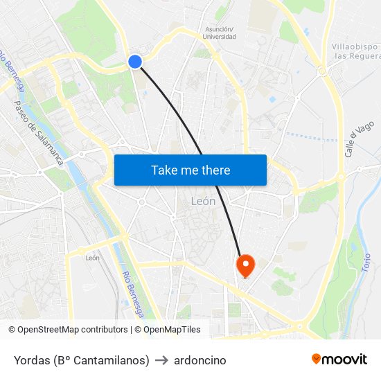 Yordas (Bº Cantamilanos) to ardoncino map