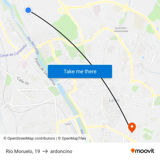 Río Moruelo, 19 to ardoncino map