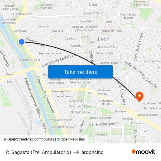 C. Sagasta (Fte. Ambulatorio) to ardoncino map