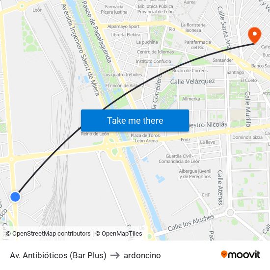 Av. Antibióticos (Bar Plus) to ardoncino map