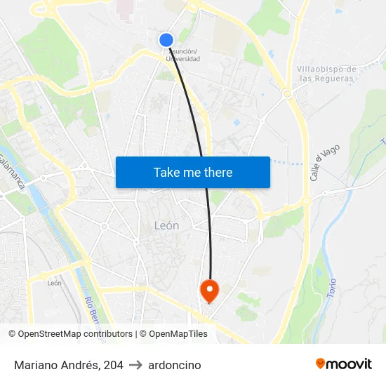 Mariano Andrés, 204 to ardoncino map