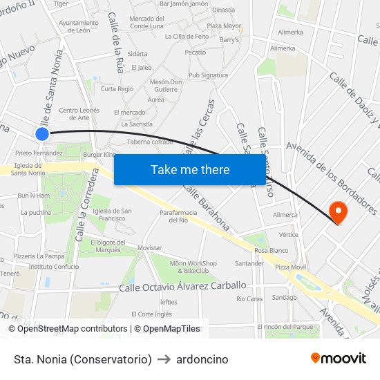 Sta. Nonia (Conservatorio) to ardoncino map