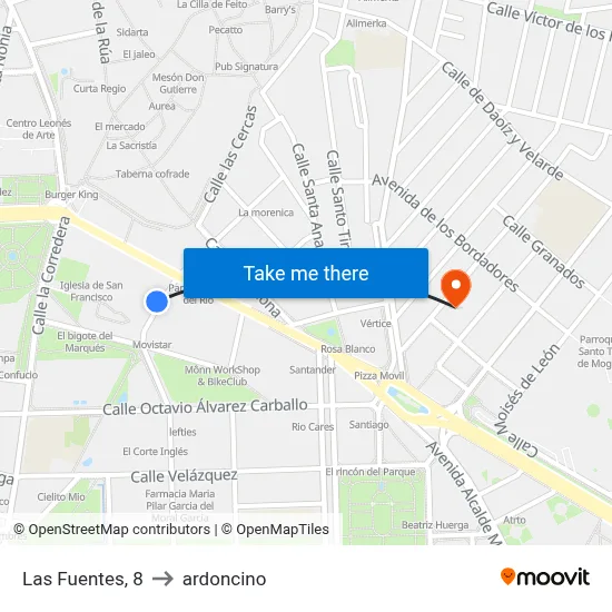 Las Fuentes, 8 to ardoncino map