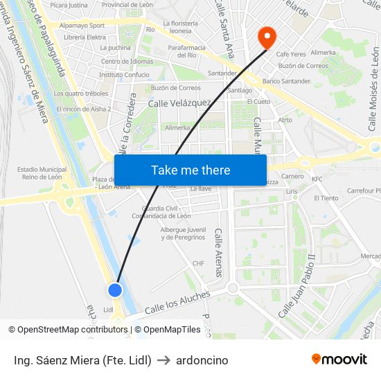 Ing. Sáenz Miera (Fte. Lidl) to ardoncino map