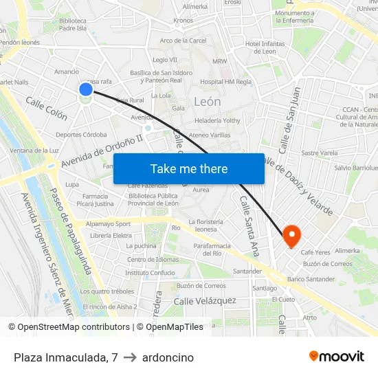 Plaza Inmaculada, 7 to ardoncino map