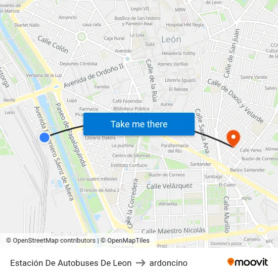 Estación De Autobuses De Leon to ardoncino map