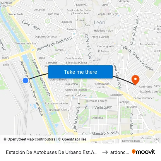 Estación De Autobuses De Urbano Est.Autobuses to ardoncino map