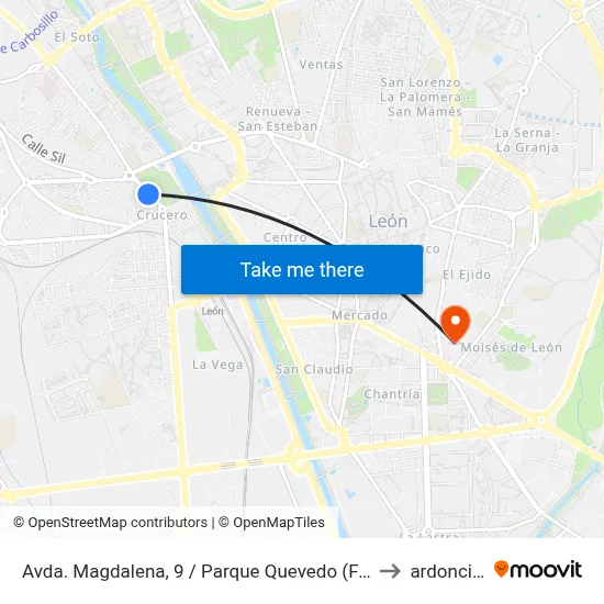Avda. Magdalena, 9 / Parque Quevedo (Frente) to ardoncino map