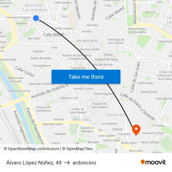 Álvaro López Núñez, 49 to ardoncino map