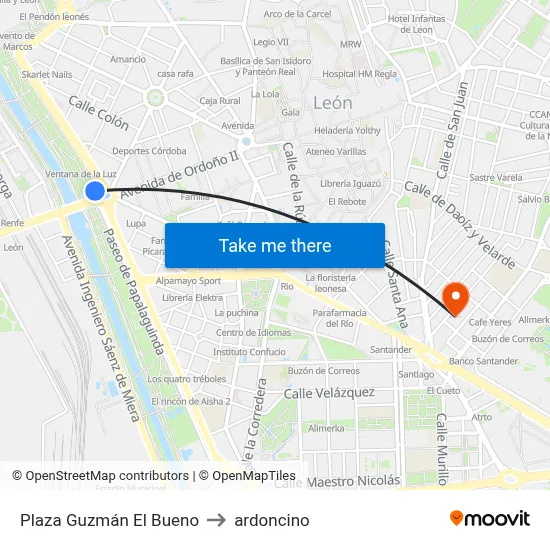 Plaza Guzmán El Bueno to ardoncino map