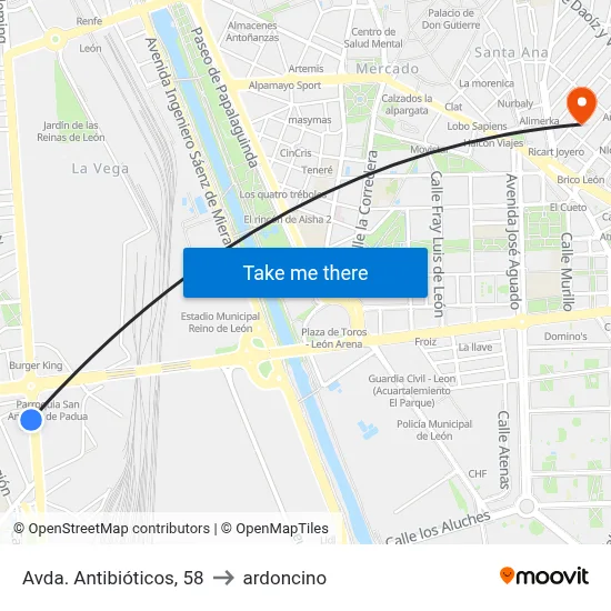 Avda. Antibióticos, 58 to ardoncino map