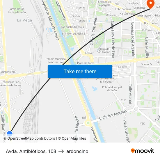 Avda. Antibióticos, 108 to ardoncino map