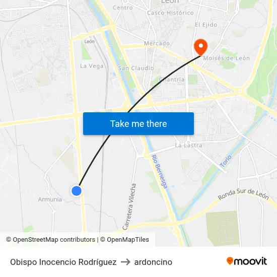 Obispo Inocencio Rodríguez to ardoncino map