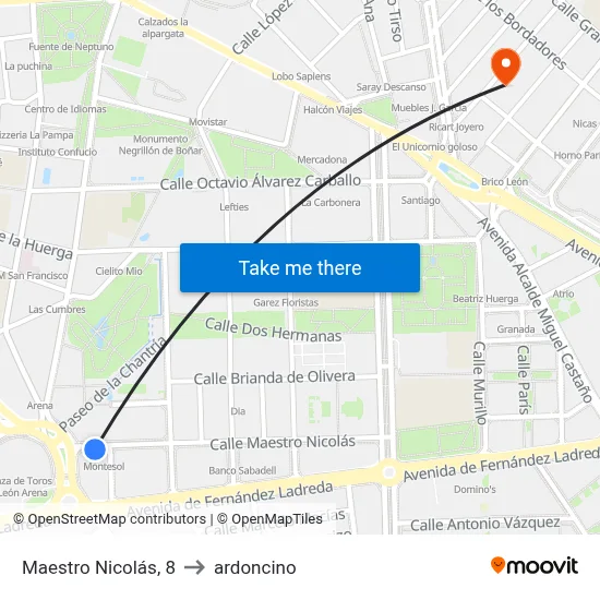 Maestro Nicolás, 8 to ardoncino map